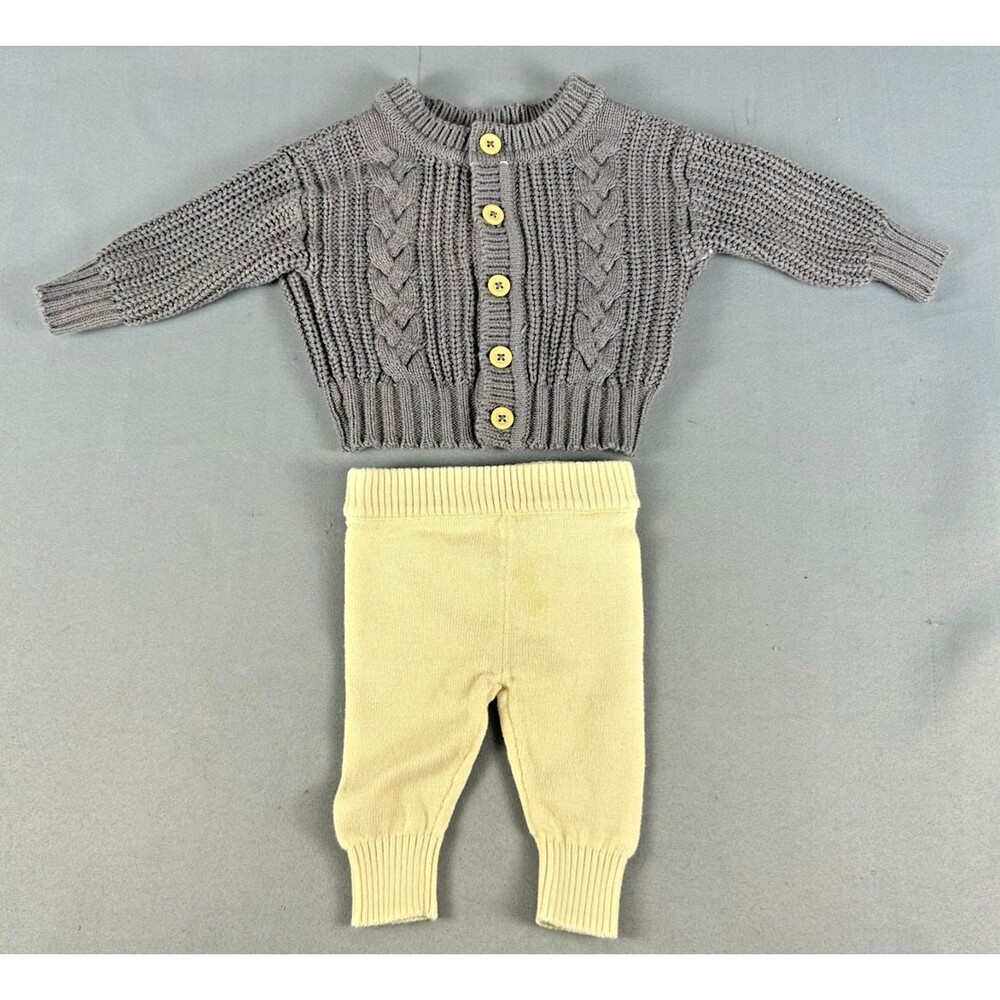 Grayson Collective Newborn Infant Grey Sweater and Cotton Knit Stretch Pants Set